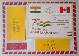 Peru 2022 Issue , 75 Years India Independence As Postage In A Letter For You - Used Stamps
