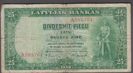 1938. LATVIJA LATVIJAS BANKAS. 25 LATU. Folds.  - JF524658 - Latvia