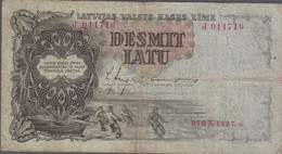 1937. LATVIJA LATVIJAS BANKAS. 10 LATU. Folds.  - JF524661 - Lettonie