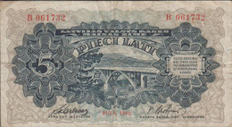 1940. LATVIJA LATVIJAS BANKAS. 5 LATU. Folds.  - JF524667 - Lettland