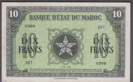 1943. MAROC. BANQUE D'ETAT DU MAROC. 10 FRANCS. 1-5-43. Fold. - JF524677 - Marokko