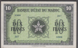 1943. MAROC. BANQUE D'ETAT DU MAROC. 10 FRANCS. 1-5-43. Fold. - JF524677 - Marocco