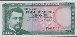 1961. ISLAND. SEDLABANKI ISLANDS. 500 FIMM HUNDRUD KRONUR. Uncirculated Banknote With Beautiful Engraving.... - JF524680 - IJsland