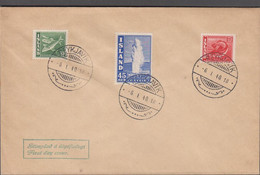 1940. ISLAND. 10 + 25 Aur Fish + 46 AUR GEYSIR On Rare FDC Cancelled First Day Of Issue REYKJAVIK -6. 1. 4... - JF524810 - Storia Postale