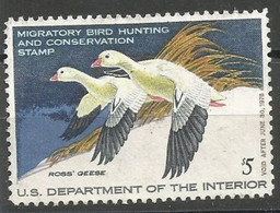 USA 1978  Duck Stamp - Hunt Permits - Ross' Geese 5$ - NO GUM - Duck Stamps