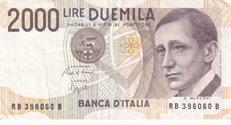 2000 LIRE DUEMILA LIRE ITALY 1990 BANCA D'ITALIA RB396060B - 2000 Liras