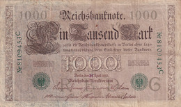 1000 MARK EIN TAUSEND MARK GERMANY 1910 REICHSBANKNOTE 8109453C - 1000 Mark