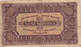 100 KORONA SZAZ KORONA HUNGARY 1923 MAGYARORSZAG FUGGO ADOSSAGANAK RESZE UNA SUTA COROANE HUNDERT KRONEN - Hongrie