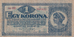 1 KORONA EGY KORONA HUNGARY 1920 MAGYARORSZAG FUGGO ADOSSAGANAK RESZE AA042000431  EINE KRONE UNA COROANA - Hongrie