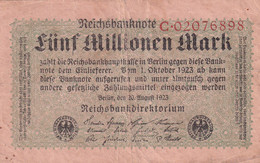 5 MILLIONEN MARK FUNF MILLIONEN MARK GERMANY 1923 REICHSBANKNOTE REICHSBANKDIREKTORIUM C02076898 - 5 Millionen Mark