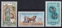 MiNr. 1720 - 1722 Spanien 1967, 31. Okt. 2000 Jahre Stadt Cáceres (Colonia Norbensis Caesarina) - Postfrisch/**/MNH - Prehistory