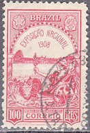 BRAZIL    SCOTT NO 189  USED  YEAR  1908 - Oblitérés
