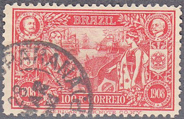 BRAZIL    SCOTT NO 190  USED  YEAR  1908 - Oblitérés