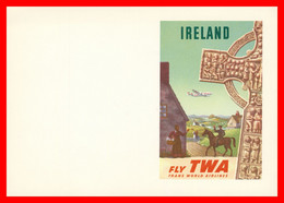 * Buvard 18 X 12,7 Cm - Litho In U.S.A. - IRELAND FLY TWA - TRANS WORLD AIRLINES - Avion - Plane - Aircraft - Transports