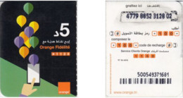 Recharge GSM - Tunisie - Orange - 5 1/2 Format Côté Gauche, Code PIN Gras - Tunisia