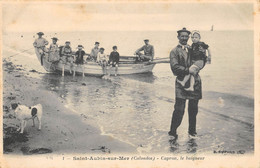 CPA 14 SAINT AUBIN SUR MER CAPRON LE BAIGNEUR - Saint Aubin