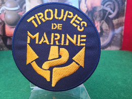 Ecusson Brodé Troupes De Marine  ( 85 Mm ) - Ecussons Tissu