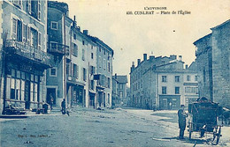 - Dpts Div.-ref-BF201- Puy De Dôme - Cunlhat - Place De L Eglise - Café - Petit Plan Patisserie - Magasins - - Cunlhat