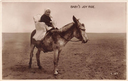 CPA Fantaisie Bébé Sur Un Ane - Baby's Joy Ride - Bébés