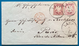 LAUF 1876 Ganzsache 10 Pf  U5yK2 +Mi39 SELTEN>Paris France (Bayern An Der Pegnitz Mittelfranken Postal Stationery Brief - Entiers Postaux