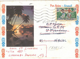 Polynésie Française - Papeete - Lettre Avion Pour St Mandrier Naval Redirection Toulon Naval - 25 Septembre 1968 - Covers & Documents