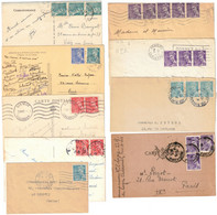France - Lot 4 Lettres + 5 Cartes Postales - Type Mercure - 1942 - 1943 - 1944 - 1945 - 1921-1960: Modern Period