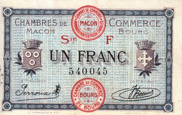 BON - BILLET - MONNAIE - 1 FRANC CHAMBRE DE COMMERCE 1921 DE MACON - BOURG 71 - 01 -  N° 540045 - Chambre De Commerce