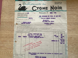 Dpt 26 Romans établissements Du Cygne Noir  1936 - Droguerie & Parfumerie