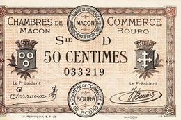 BON - BILLET - MONNAIE - 50 CENTIMES CHAMBRE DE COMMERCE 1917 DE MACON - BOURG 71 - 01 -  N° 033219 FILIGRANE ABEILLE - Chambre De Commerce