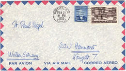Canada - Québec - Montréal - Lettre Avion Pour Hannover (Allemagne) - 21 Février 1955 - Cartas & Documentos