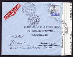 1940 Zensurierter Flugbrief Aus Kobe Nach Zürich, Umadressiert Nach Thalwil. - Cartas & Documentos