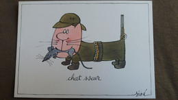 CPM ILLUSTRATEUR SINE SERIE HUMOUR JEU DE MOTS  CHAT SSEUR CHASSEUR SOURIS - Sine