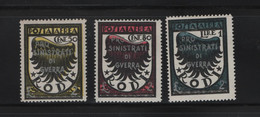 GREECE DODECANESE 1944 'PRO SINISTRATI DI GUERRA' OVPT 50,80 C, 1 L 3 MH STAMPS    HELLAS No 19,20,21 AND VALUE EURO 40. - Dodekanisos