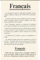 Allied Propaganda Leaflet - "Francais; Important" - Tract De Propagande Alliée - Alliierten Propaganda Flugblatt - 1939-45
