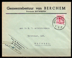 859 Op Brief Gestempeld BERCHEM (ANTW) F 1 F - 1951-1975 León Heráldico