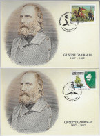 Brazil 2007 Complete Series 2 Maximum Card Bicentenary Of Birth Of Giuseppe Garibaldi General Italy Freemasonry - Maximum Cards