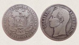 VENEZUELA 5 BOLIVARES 1929 IN ARGENTO - Venezuela