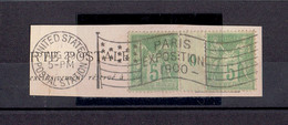 CàD MECANIQUE UNITED STATES POSTAL STATION 29 AOUT + DRAPEAU PARIS EXPO 1900 - TP N°102 MILLESIME 0 - TB - 1900 – Paris (France)