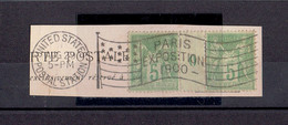 CàD MECANIQUE UNITED STATES POSTAL STATION 29 AOUT + DRAPEAU PARIS EXPO 1900 - TP N°102 MILLESIME 0 - TB - 1900 – Paris (France)