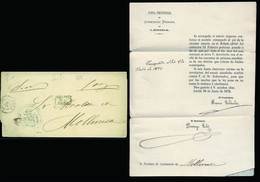 España - 1872 - Circular Impresa Con Franquicia "Junta Provisional De Instrucción Primaria De Lérida" + Marca "Después.. - Lettres & Documents