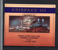 UNO New York 2000 Overprinted Sheet Space Stamps (Michel Bl.16 I) Used - Gebruikt