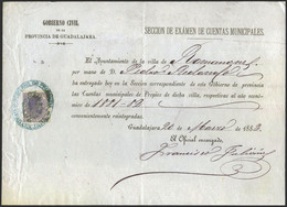 España - 1883 - Documento De "Cuentas Municipales Del Ayuntamiento De Romanones (Guadalajara)" + Especial Móvil 10cts. - Cartas & Documentos