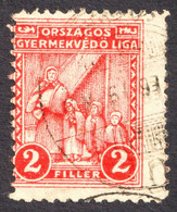 1928 Hungary CHILDREN FOUND LEAGUE - CHARITY LABEL CINDERELLA VIGNETTE 2 F Overprint RED GYÖNGYÖS Postmark - Servizio