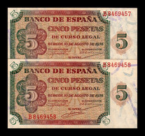 España Spain Pareja 5 Pesetas Burgos 1938 Pick 110 Serie B SC UNC - 5 Pesetas