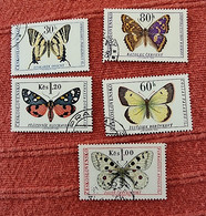 TCHECOSLOVAQUIE-TCHEQUIE Papillons, Papillon, Butterflies, Mariposas, Yvert N° 1483/87 Oblitéré, Used - Butterflies