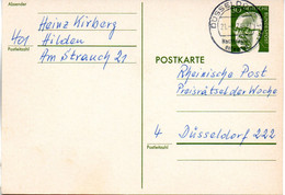 BRD Amtl.Ganzs.-Postkarte  P 110a WSt."Bundespräsident Dr. Gustav Heinemann" 30 (Pf) Grün, TSt 21.1.74 DÜSSELDORF - Postkarten - Gebraucht