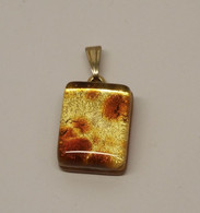 *JOLI PENDENTIF VERRE MURANO INCLUSION PAILLETTES OR BIJOU VINTAGE XXe  E - Anhänger