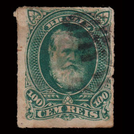 BRAZIL STAMP.1878-9.PEDRO II.100r.SCOTT 72. USED. ROULETTED - Oblitérés
