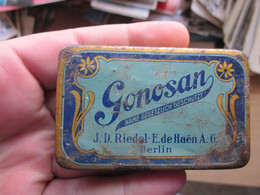 Old Tin Box Gonosan  Pharmacy  J D Riedel E De Haen A G Berlin - Boîtes/Coffrets