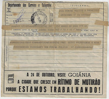 Brazil 1969 Telegram Internal Usage In Rio De Janeiro Authorized Advertising birthday Of The Goiania City October 24th - Covers & Documents